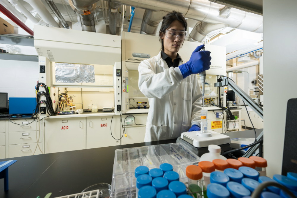 A researcher working in a lab.