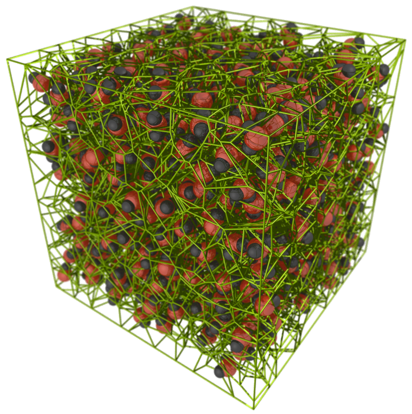 A box of intersecting lines containing peg-like objects. 