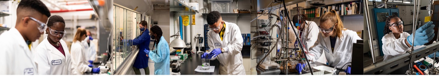 A collage of images depicting students engaged in research.