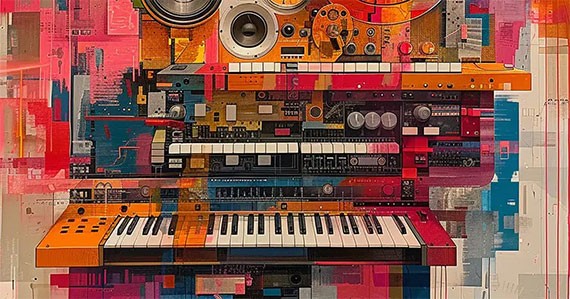 graphic of piano and speakers