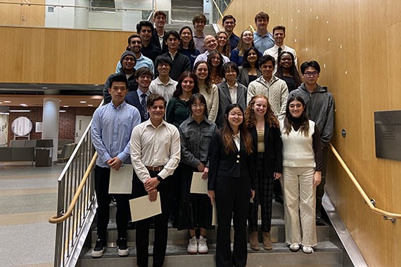 Inducted students standing together for group photo