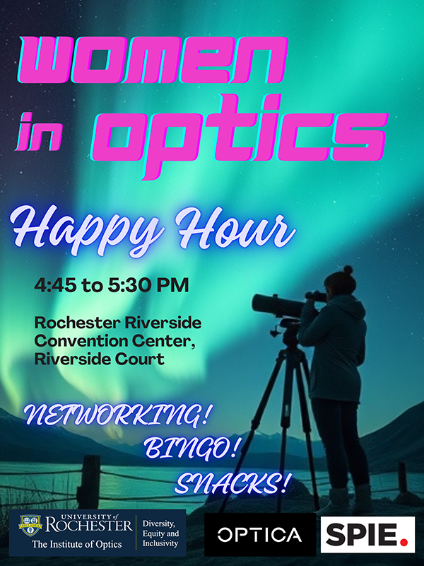 Women in Optics Happy Hour poster.