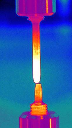 Steel bar after fracture thermal image